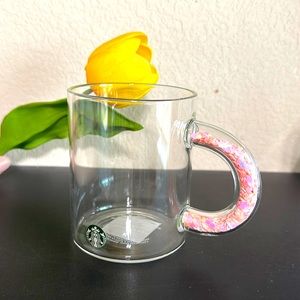 ** RARE** Starbucks Valentines Heart Confetti Glass Mug 2019
